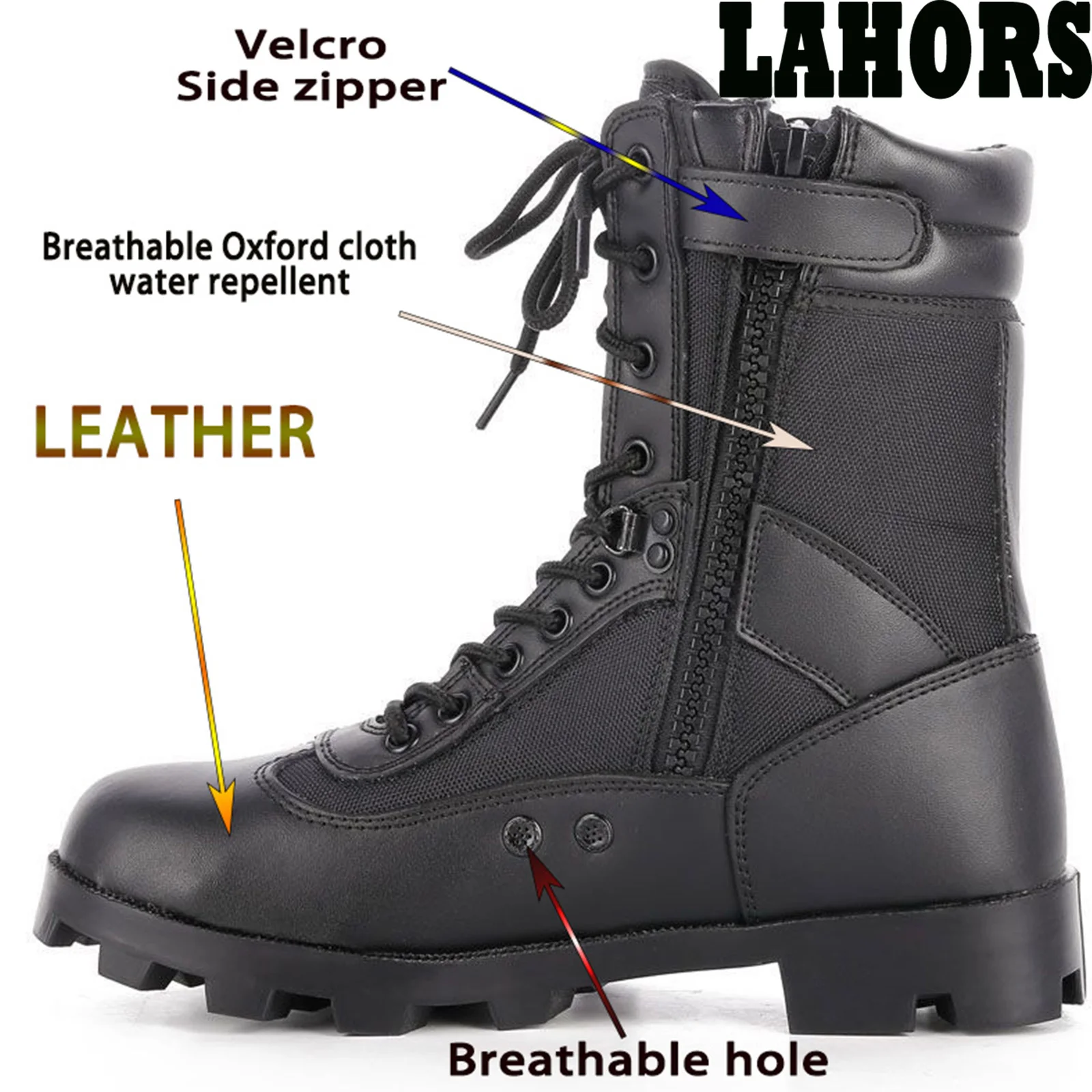 LAHORS Botas tácticas de piel de vaca para hombre desierto aire libre