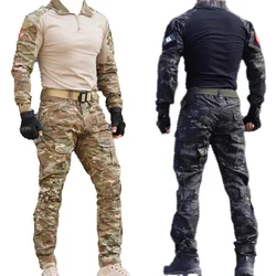 Uniforme táctico camuflaje hombre: camisa y cargo con rodilleras