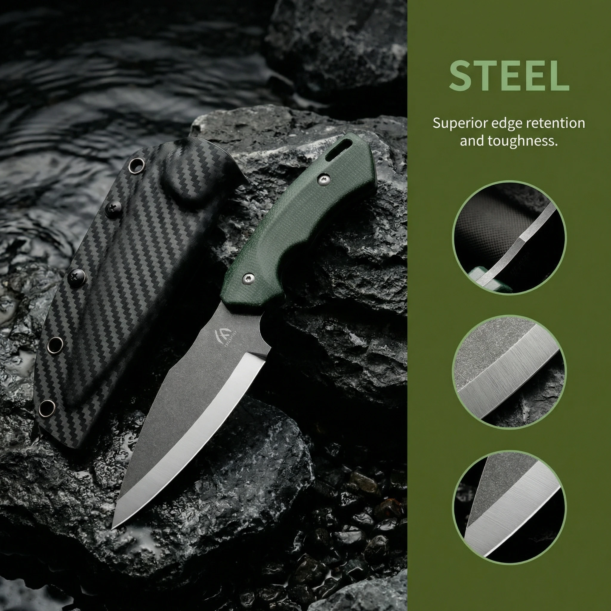 Cuchillo táctico fijo para supervivencia exterior con funda