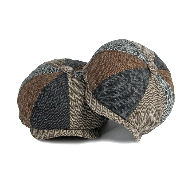 Boina tweed espiga retro informal para hombre primavera y otoño - imagen 4