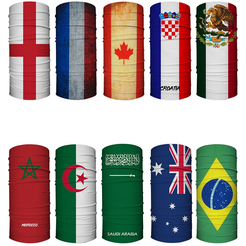 Mascarilla cortavientos bandera mundial para afición fútbol