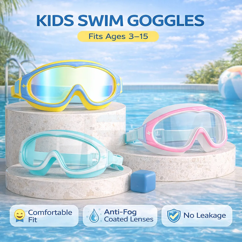 JSJM Gafas de natación infantiles antivaho visión HD gran angular - imagen 3
