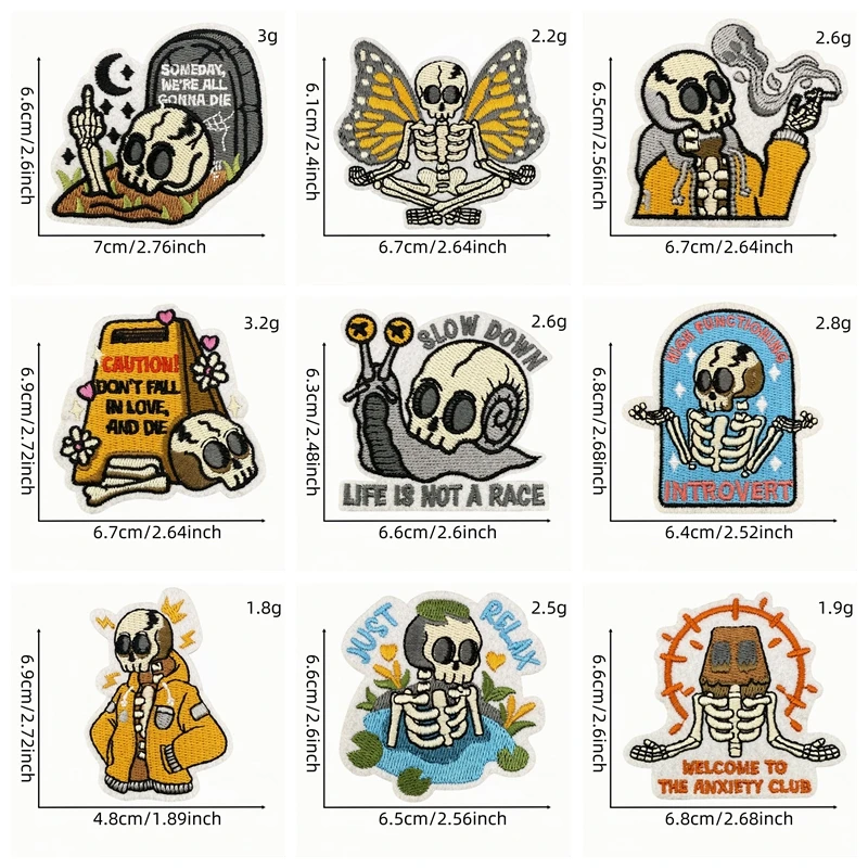 Parche bordado calavera – 10 unidades termoadhesivas para equipamiento - imagen 5