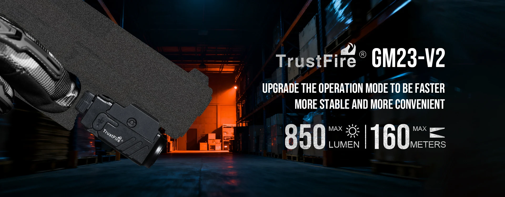 Linterna táctica Trustfire GM23-V2 montada en pistola Glock