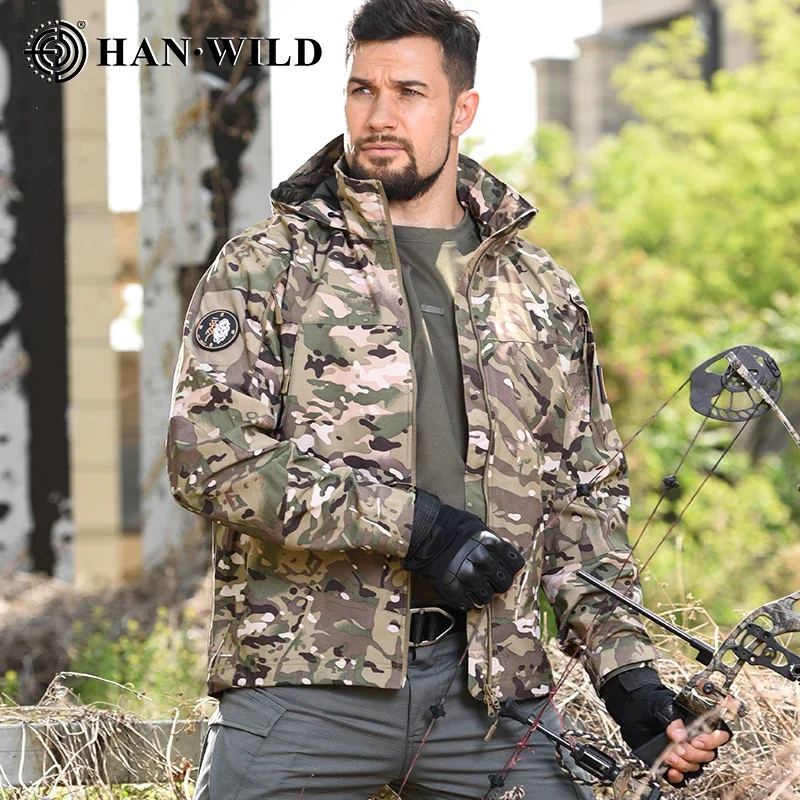 Chaqueta SoftShell táctica hombre invierno con capucha impermeable