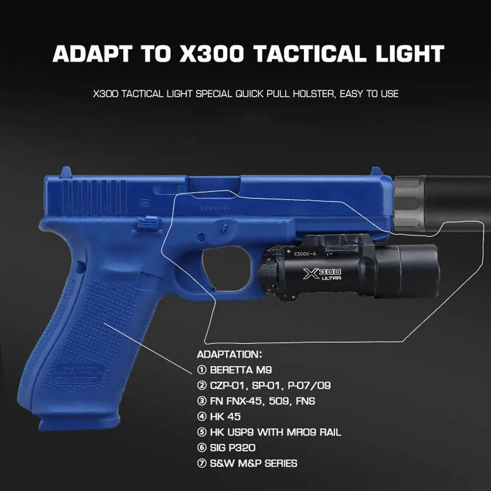 Funda Kydex ligera liberación rápida QLS para X300 – Airsoft/Caza - imagen 4