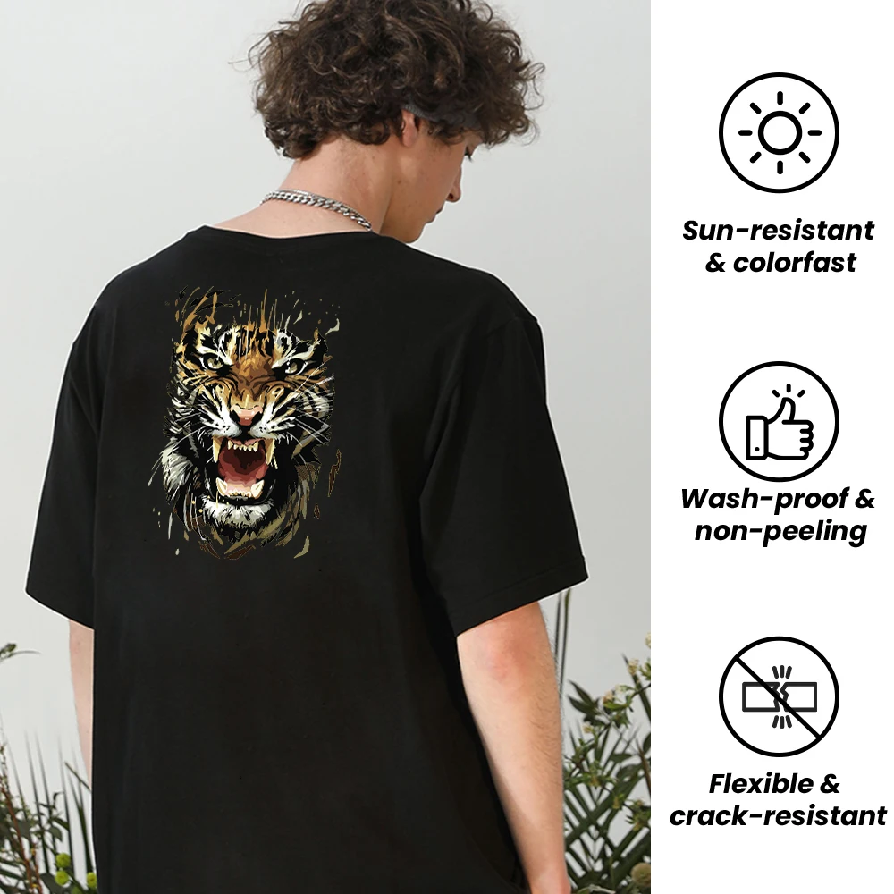 Parche termoadhesivo hierro tigre feroz retro para ropa y chaquetas - imagen 5