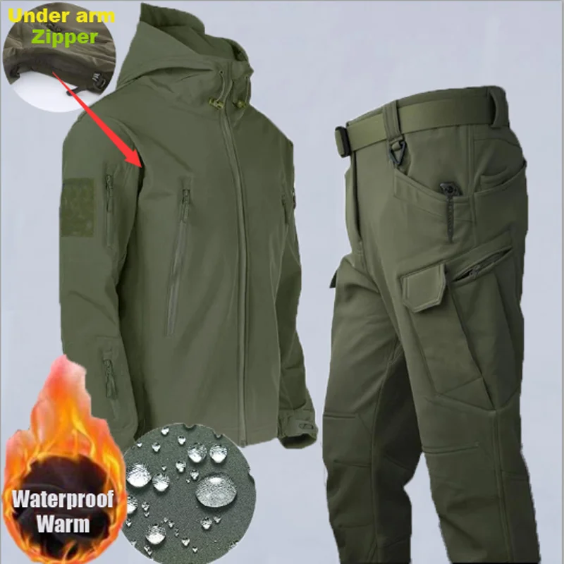 Chaqueta táctica softshell con capucha, camuflaje impermeable - imagen 3