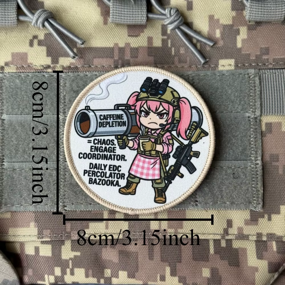 Parche táctico impreso chica bebiendo café – Velcro para ropa MOLLE - imagen 4