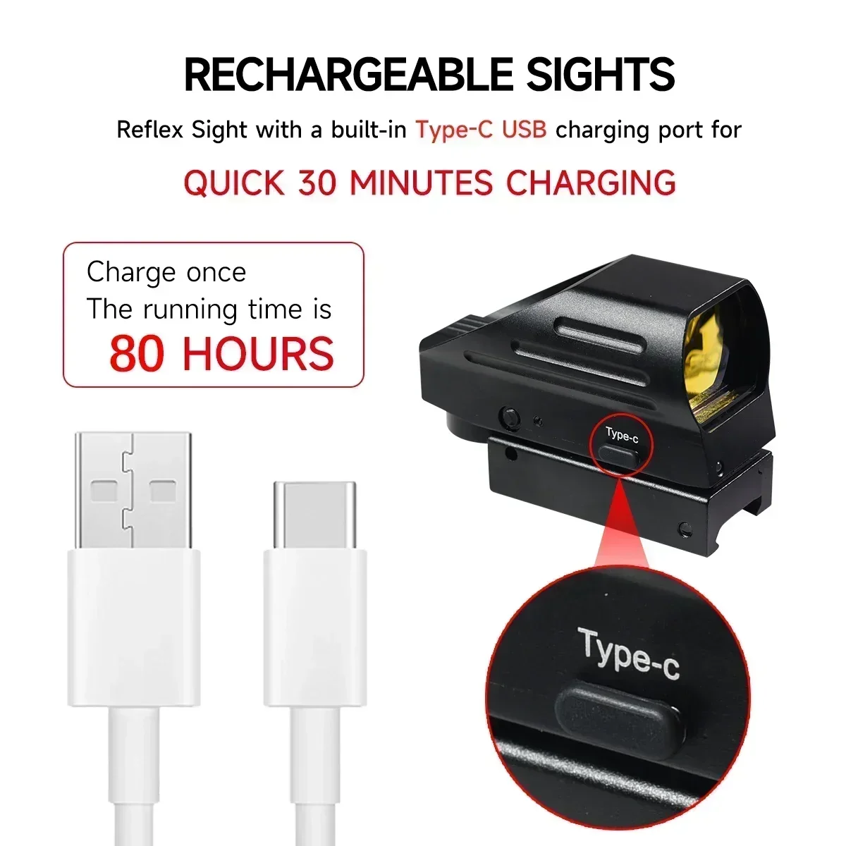 HD103 Mira de punto rojo USB-C recargable en carril 20 mm - imagen 2