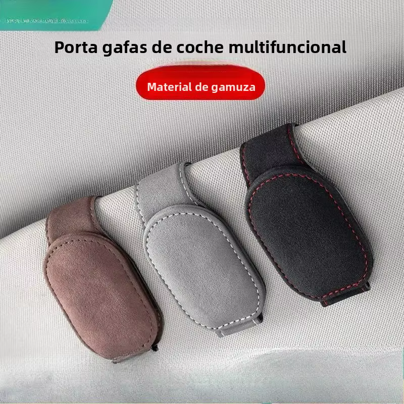 Clip gafas de sol multiusos funda cuero para visera coche - imagen 5