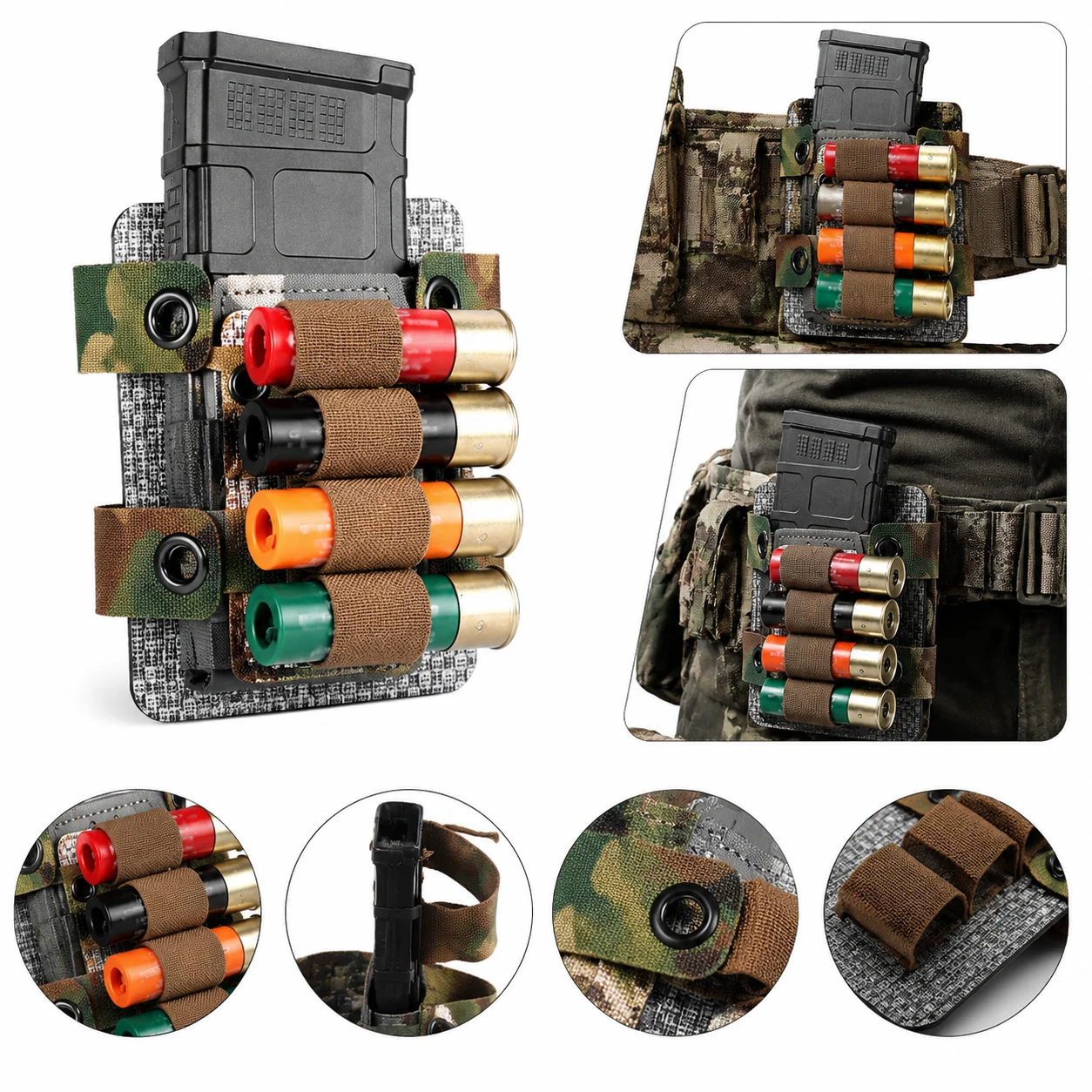 Porta cartuchos elástico MOLLE acceso rápido para escopeta 12GA - imagen 5