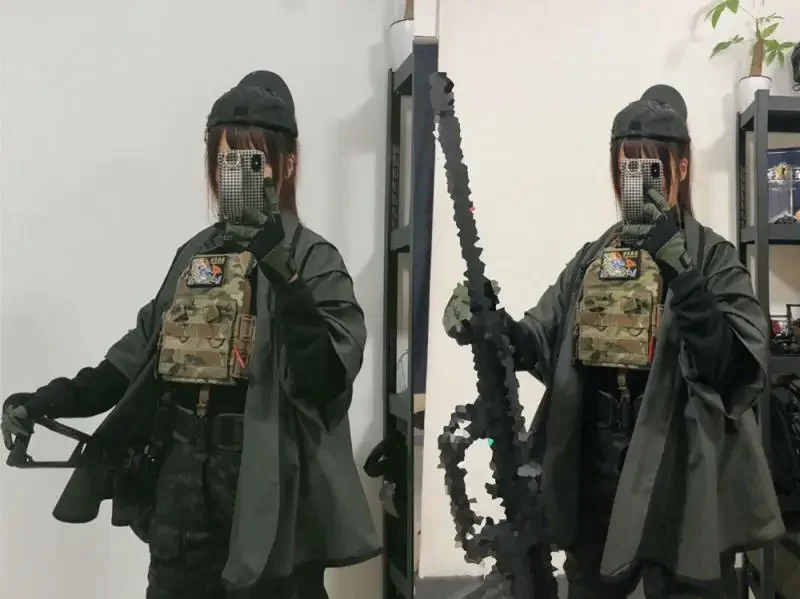 Chaqueta táctica airsoft Haori de caza con bordado mejorado color humo - imagen 2