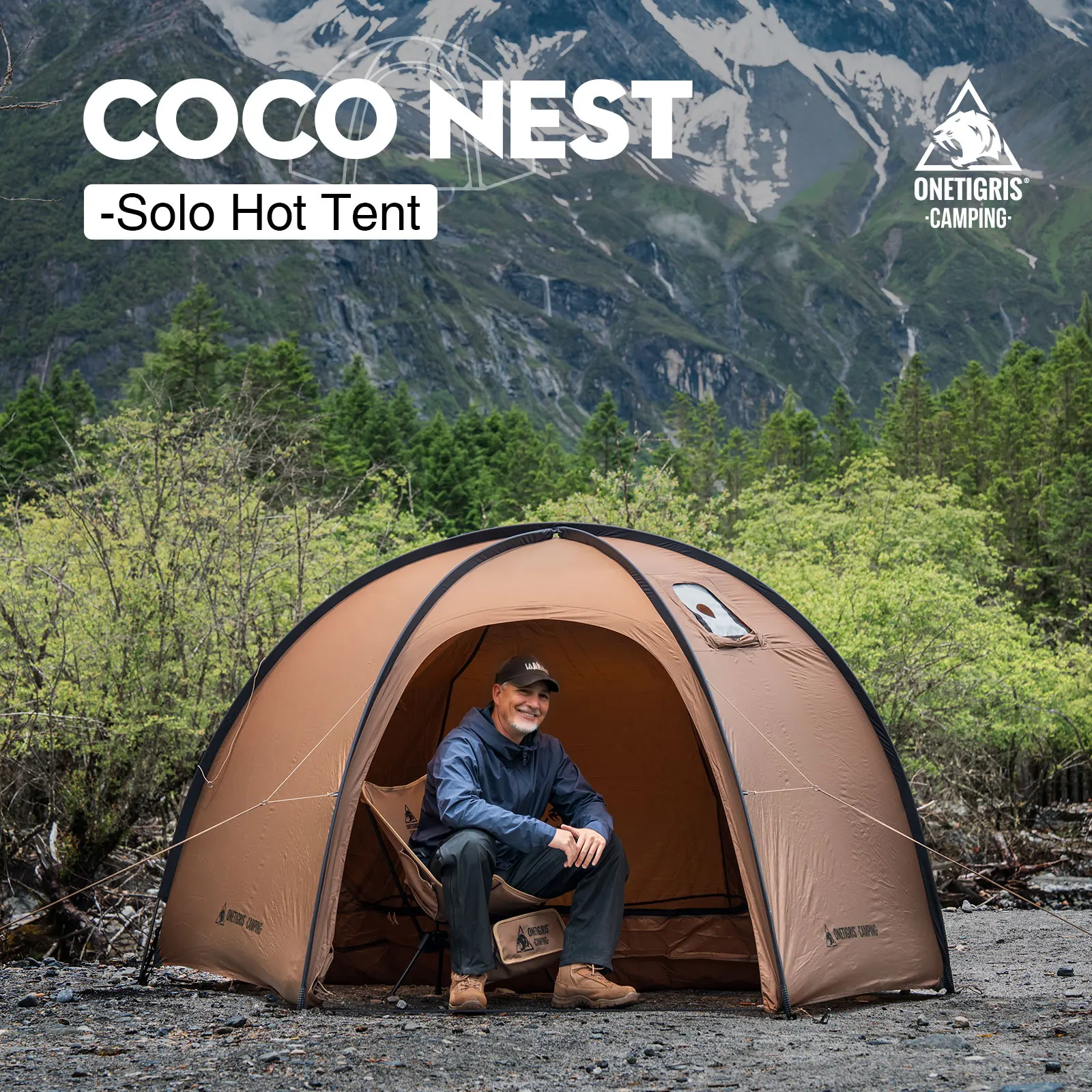 Conjunto OneTigris Coco Nest preparado para una experiencia de glamping al aire libre