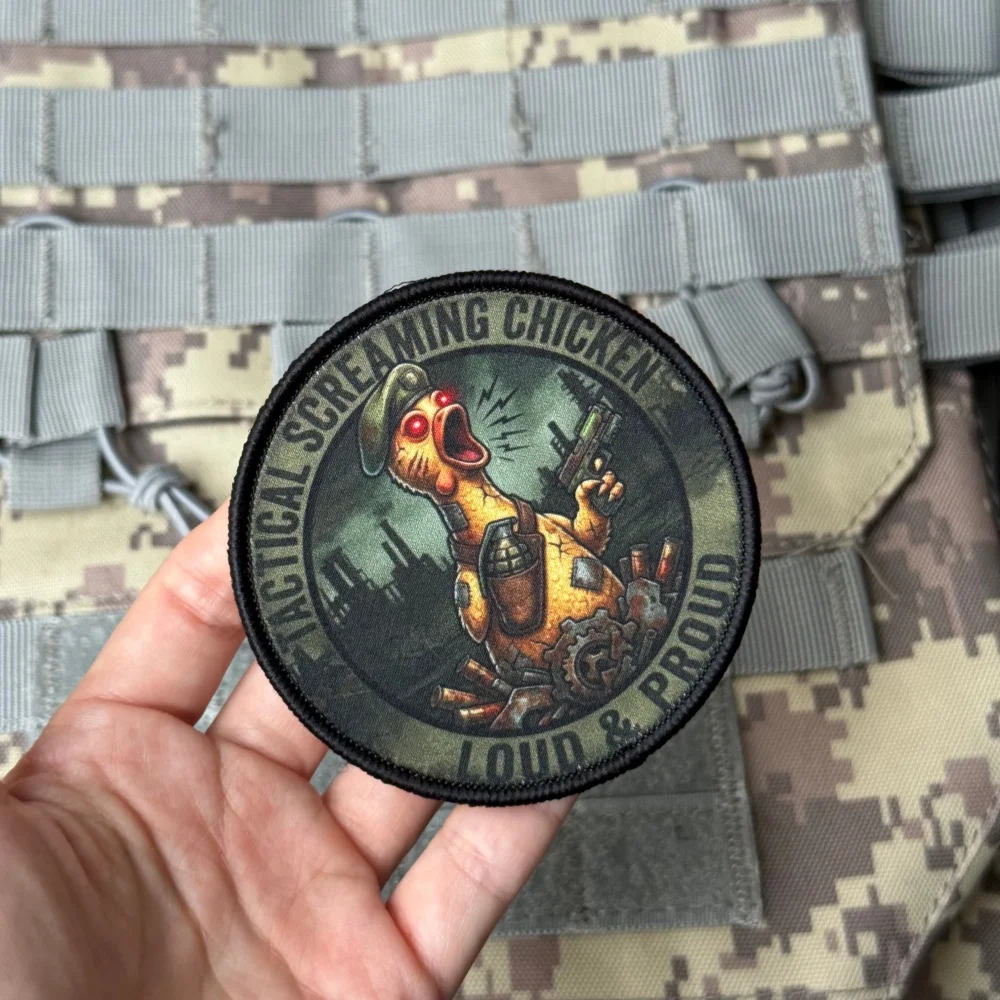 Parche táctico gancho y bucle pollo gritón – para mochila militar - imagen 3