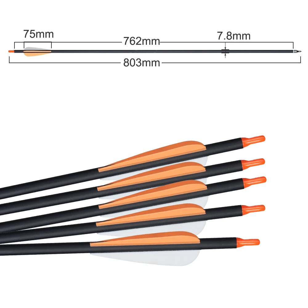 Flecha de carbono naranja para arco tradicional de caza - imagen 5