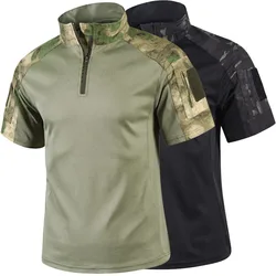Camiseta táctica camuflaje secado rápido manga corta para hombre