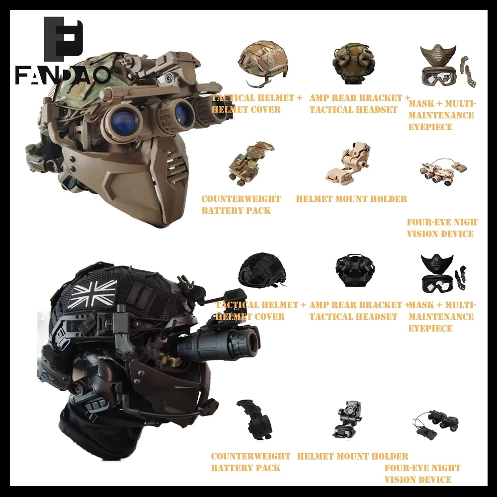 Casco táctico Ghost Recon con soporte NVG, máscara y audio – Airsoft Wargame