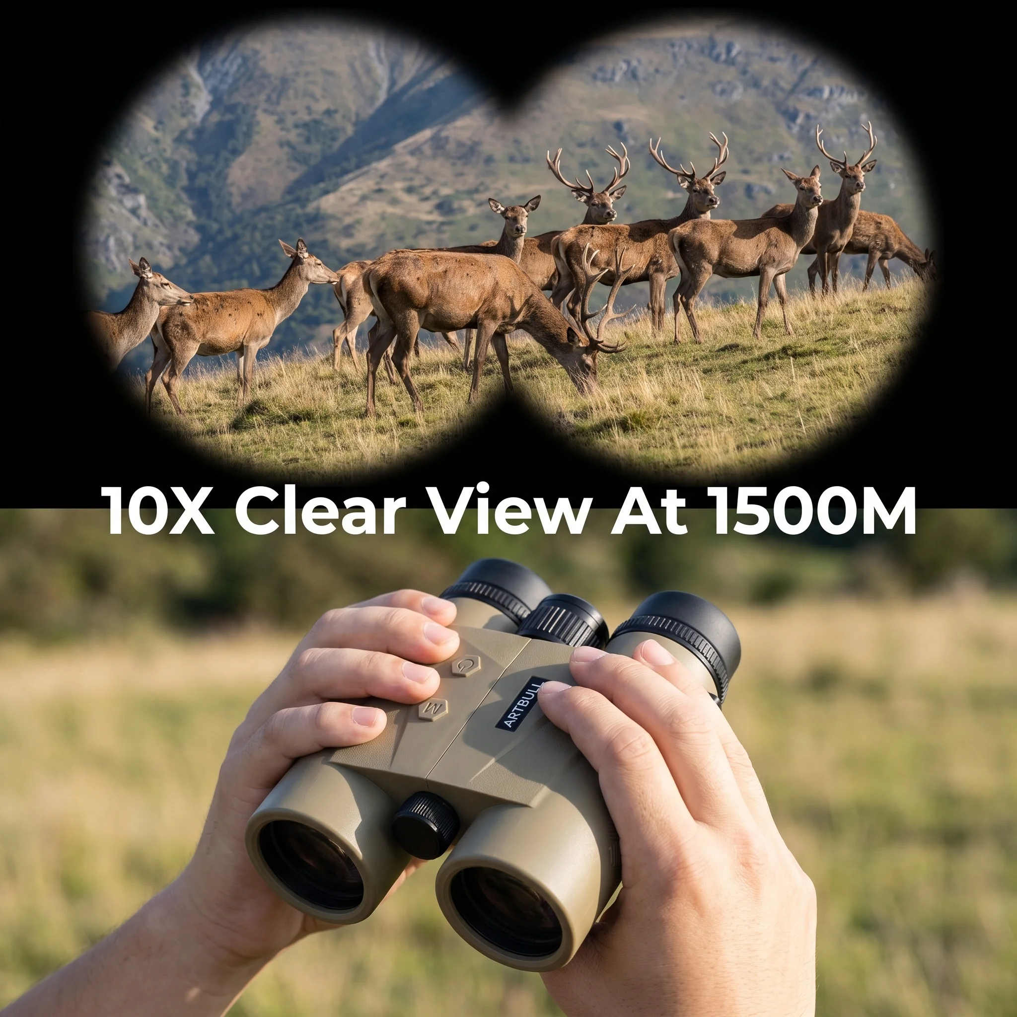 Telémetro binocular de caza 10x42 con telémetro láser