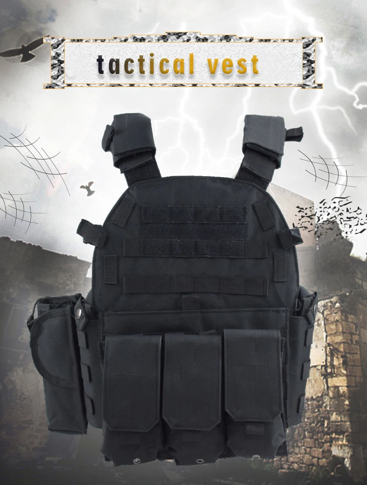 Chaleco táctico militar vista frontal con sistema Molle