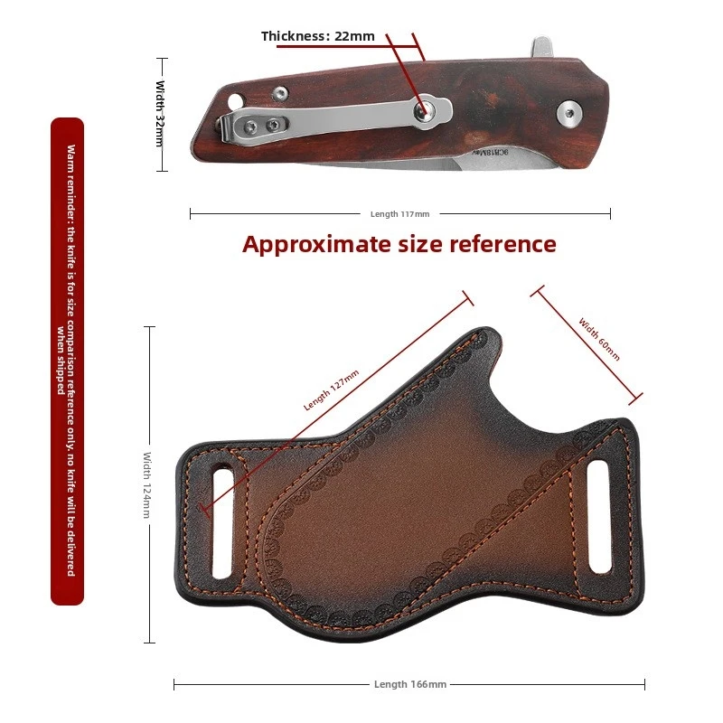 Funda de cuero para cuchillo plegable EDC, montaje lateral - imagen 3