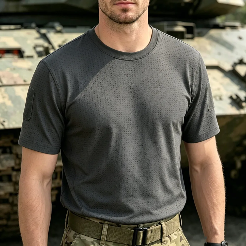 Camiseta táctica de nailon transpirable secado rápido hombre - imagen 3