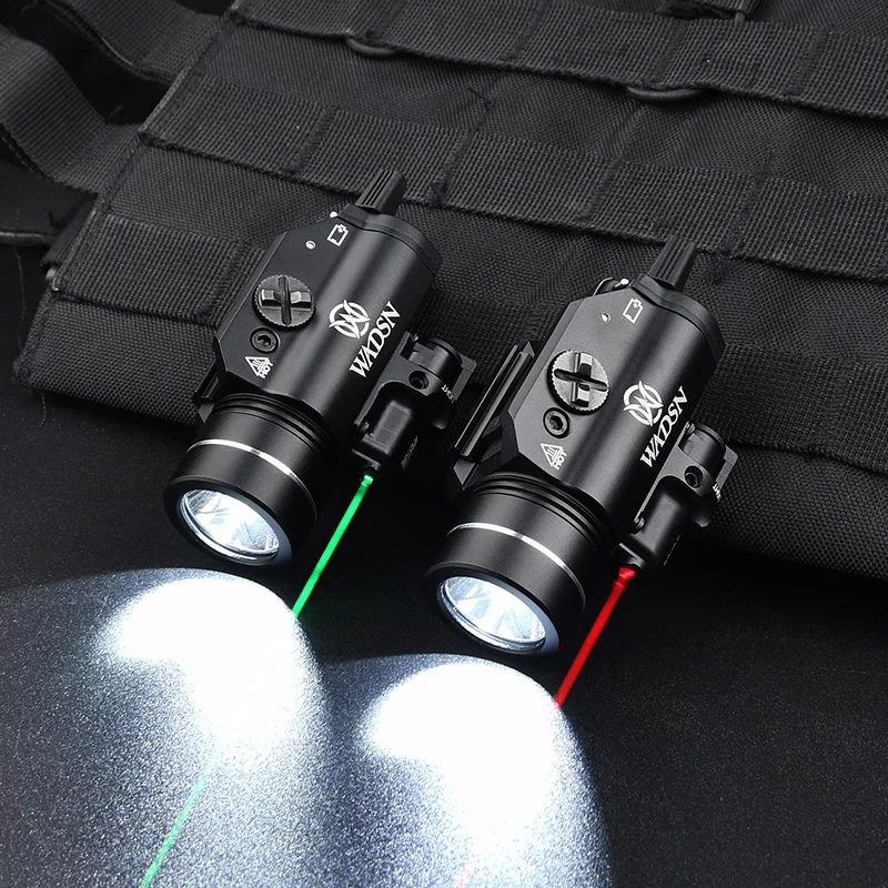 WADSN Linterna táctica con láser, LED blanco y Picatinny - imagen 3