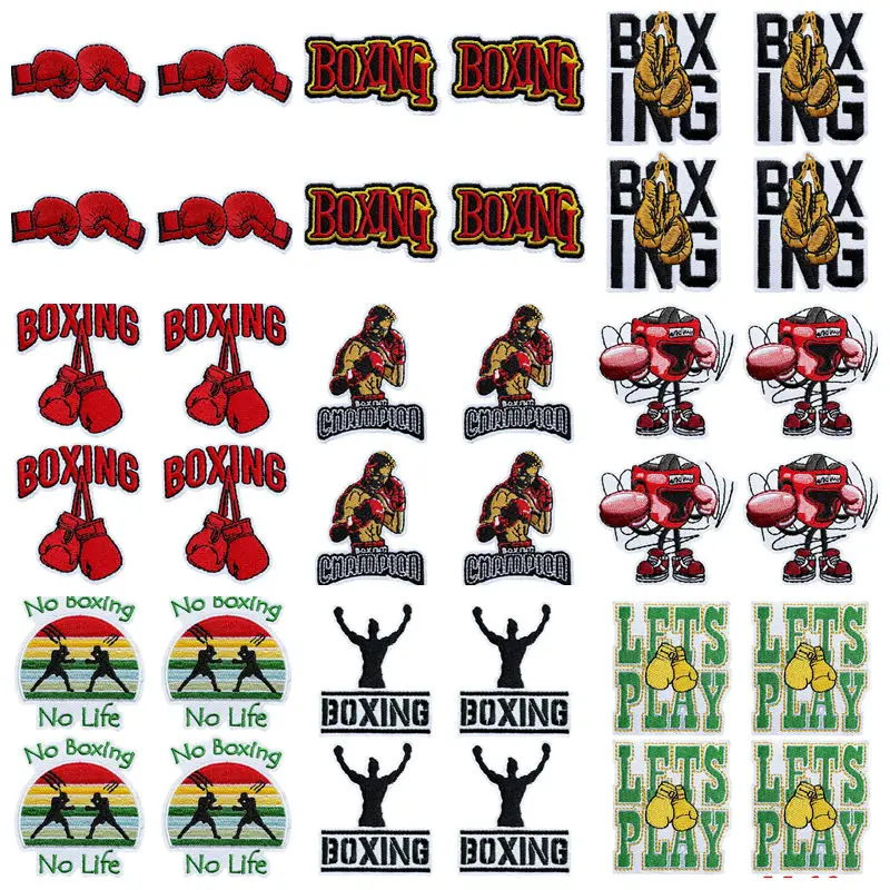 Parche termoadhesivo bordado boxeo dibujos animados para jeans y gorras - imagen 5