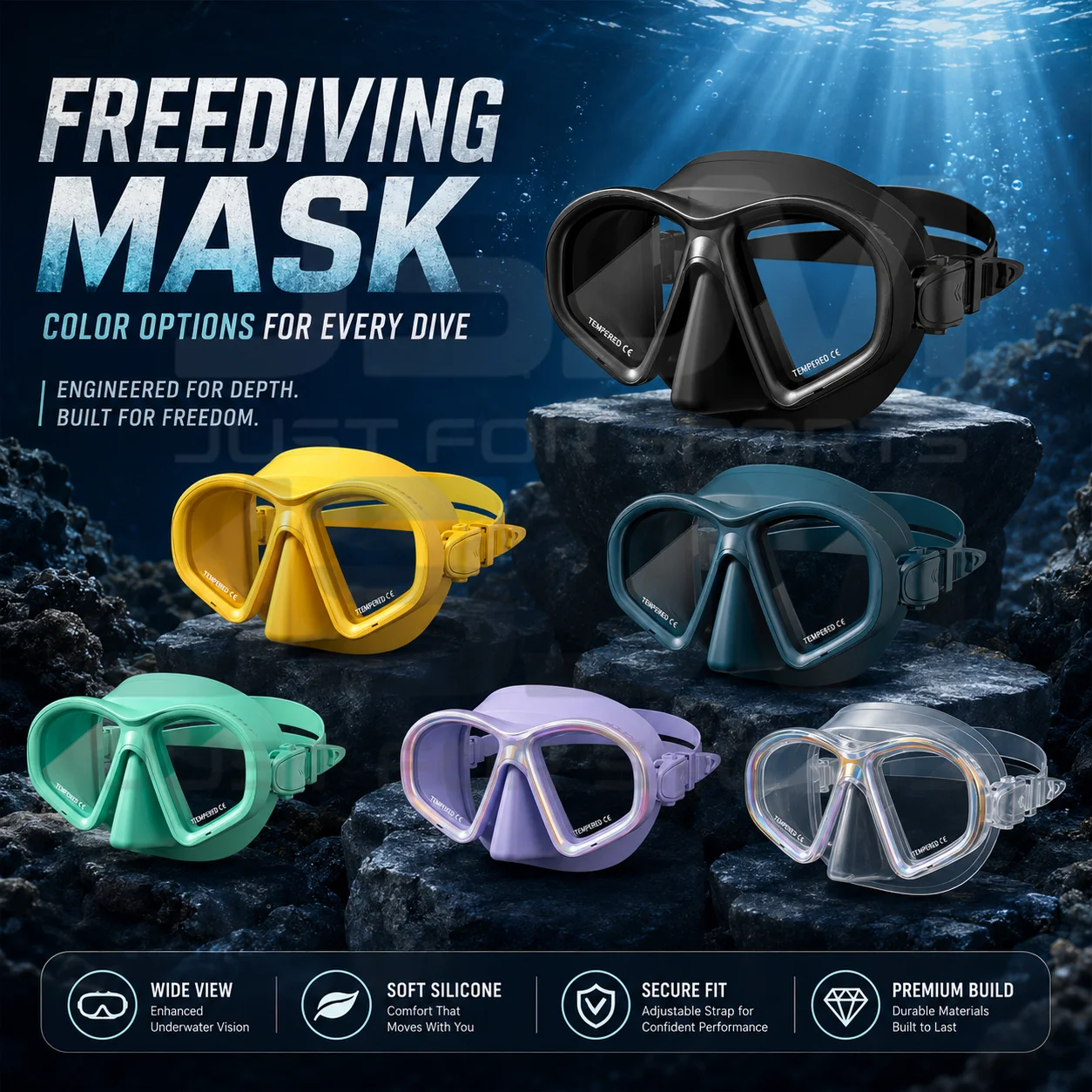 JSJM Máscara de buceo bajo volumen con cristal templado antivaho - imagen 5