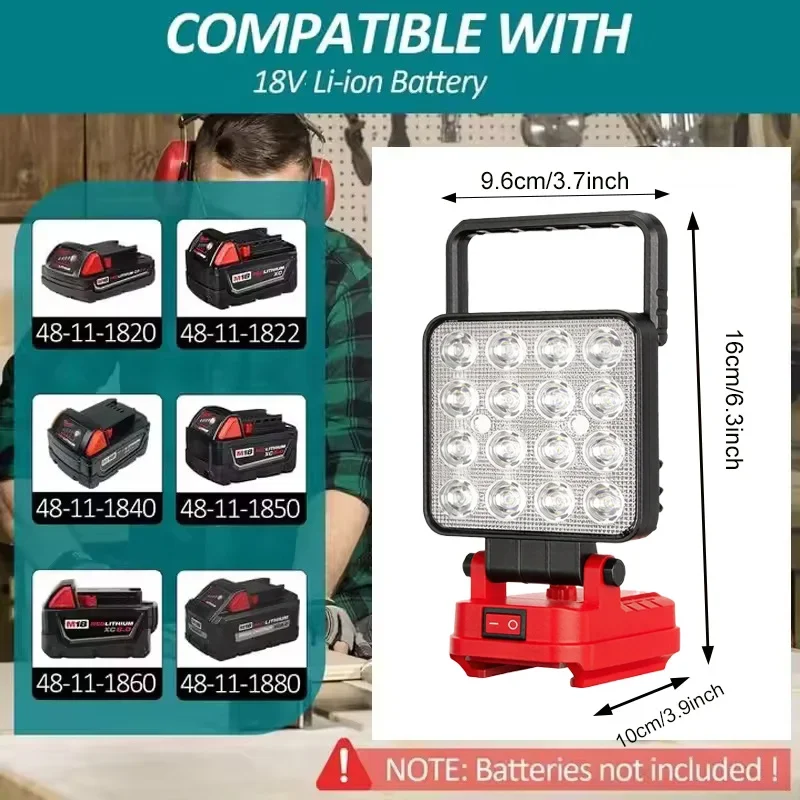 Lámpara de trabajo LED recargable Makita Milwaukee DeWalt - imagen 4