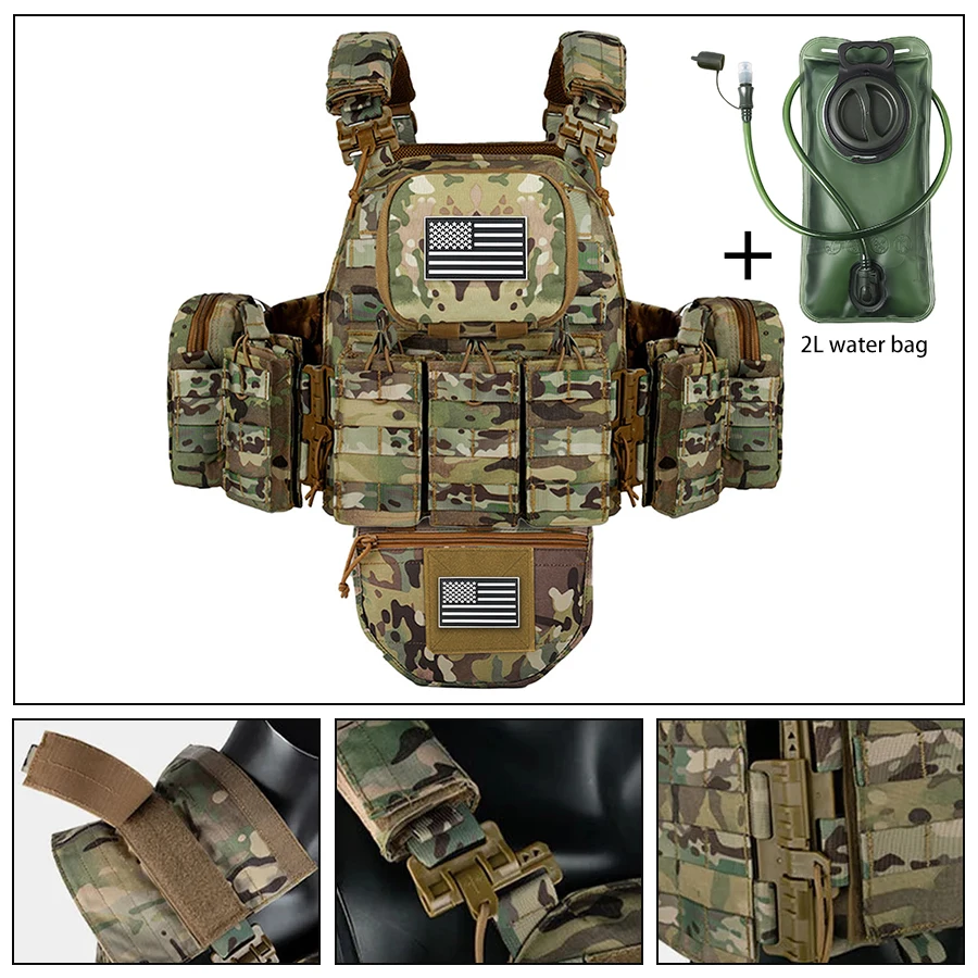 Chaleco táctico ajustable desmontable con bolsa de hidratación - imagen 4