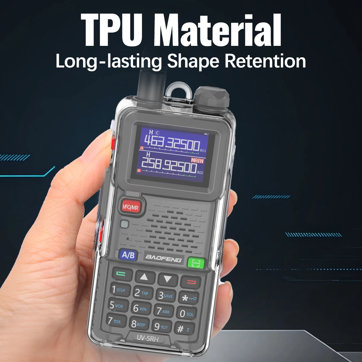 Funda TPU transparente ABBREE UV-5RH antiarañazos para radio táctica - imagen 4