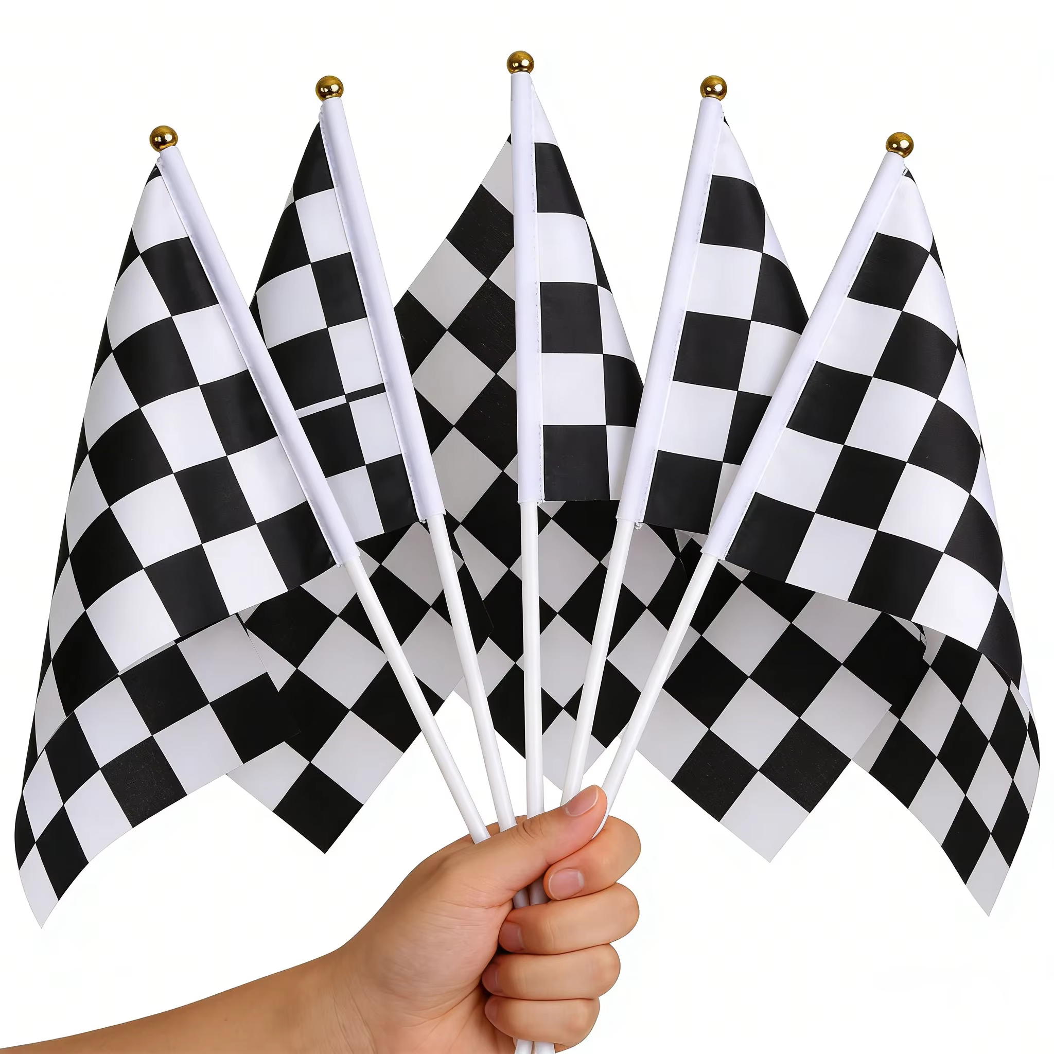 Bandera de mano F1 a cuadros blanco y negro de poliéster - imagen 5