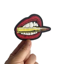 Parche táctico de PVC con velcro: labios, corazón y patatas fritas