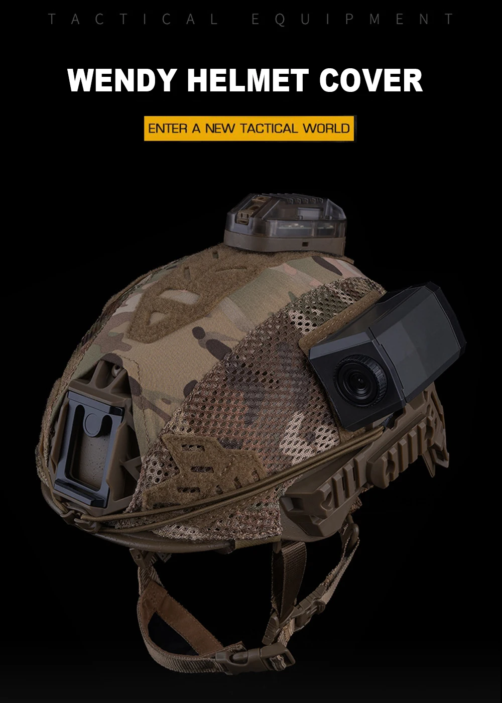 Funda para casco Wendy en color Multicam con ajuste elástico