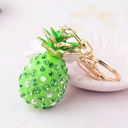 Llavero de piña con cristales – Colgante metálico para bolso y coche