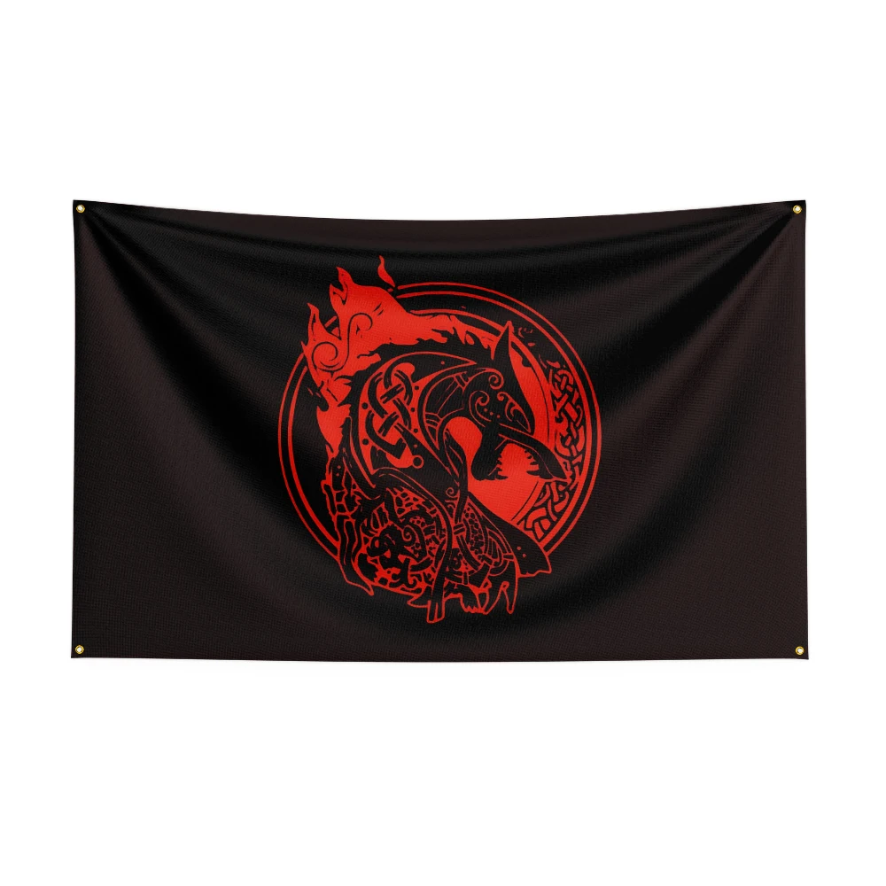 Bandera decorativa logo vikingo bordada para exterior - imagen 2