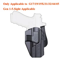 Funda táctica de retención para pistola tipo paddle, mano derecha