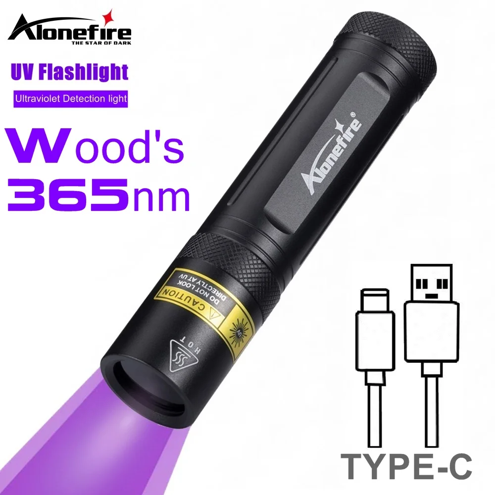 Alonefire SV77 Linterna UV 365nm para detectar manchas de mascotas