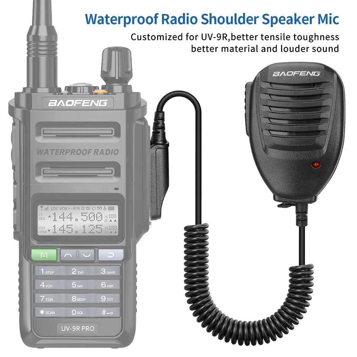 Altavoz Baofeng UV9R Plus PTT resistente al agua - imagen 4