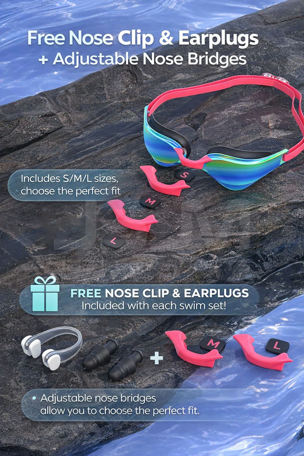 JSJM Gafas de natación antiniebla con snorkel Pro para entreno