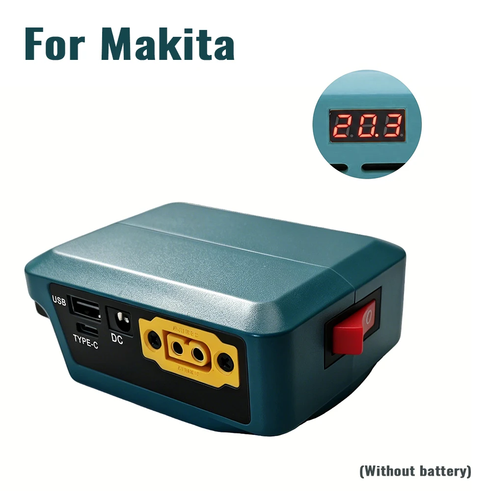 Adaptador Makita/Dewalt/Milwaukee con pantalla de voltaje
