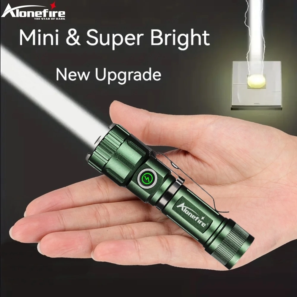 Mini linterna táctica LED recargable con zoom e base magnética