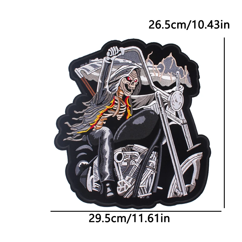 Parche táctico bordado calavera motero termoadhesivo – Espalda grande - imagen 2
