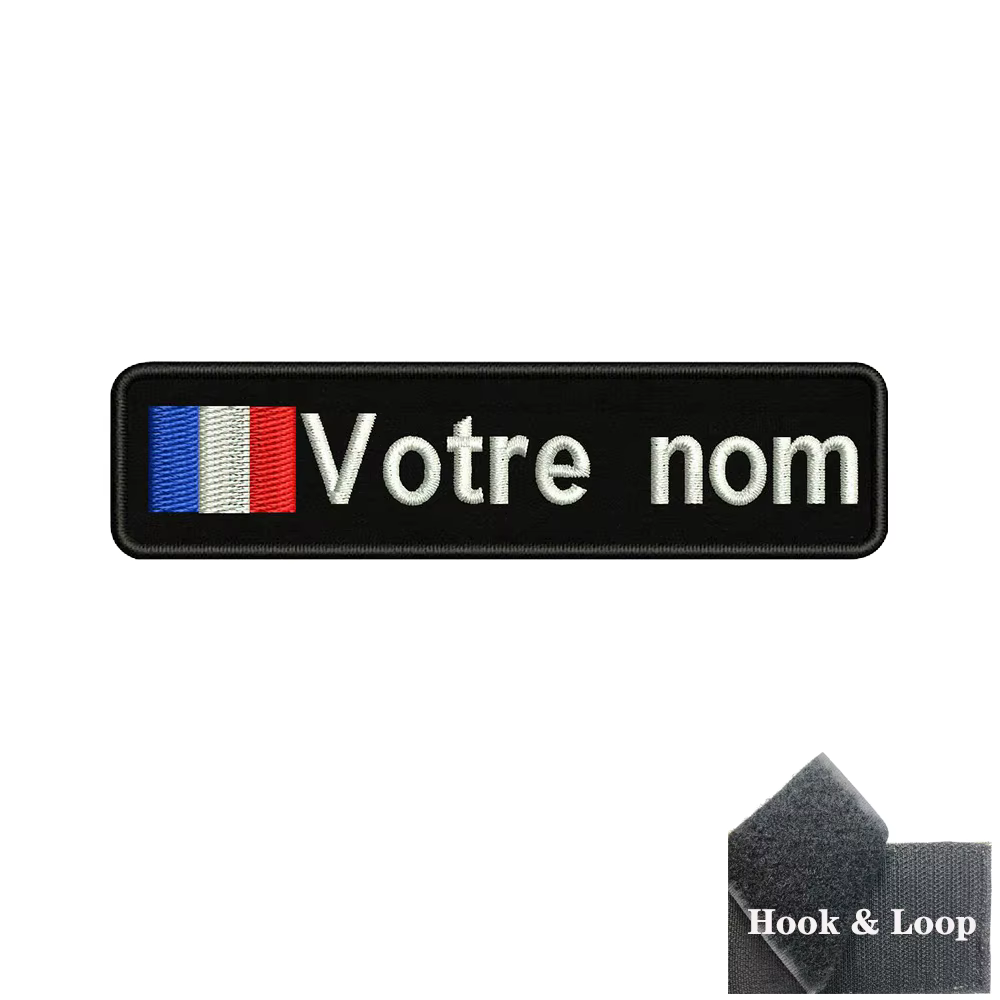 Parche bandera francesa personalizado con nombre bordado 10x2,5 cm - imagen 3