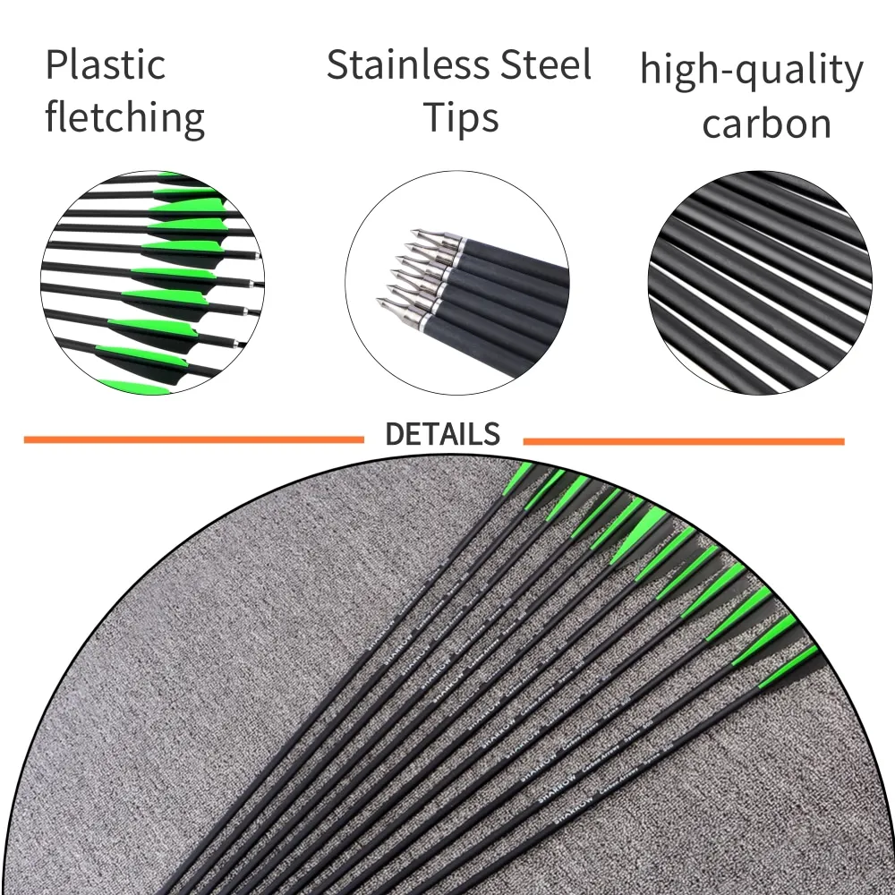 SP500 Flechas de carbono con puntas reemplazables para arco compuesto - imagen 5
