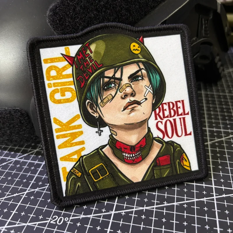 Parche táctico Tank Girl Rebel Soul con velcro, moral impresa - imagen 3