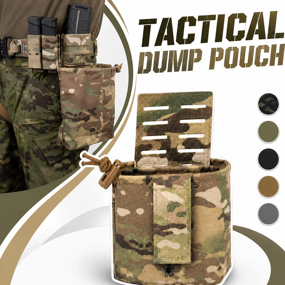 Bolsa táctica MOLLE plegable para cargadores con cordón