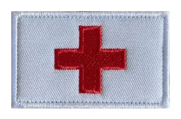 Detalle de la insignia y el acabado textil