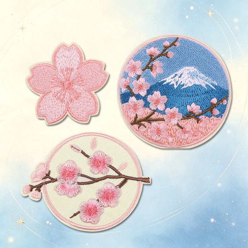 Parches termoadhesivos bordados flores cerezo Monte Fuji – DIY - imagen 5